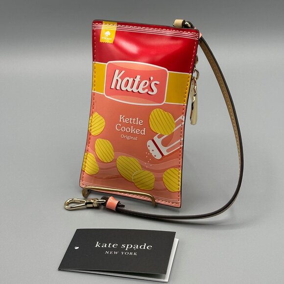 Kate Spade KL570 Snack Time Embossed Card Case Wristlet Wallet Potato Chip Bag - Picture 2 of 11